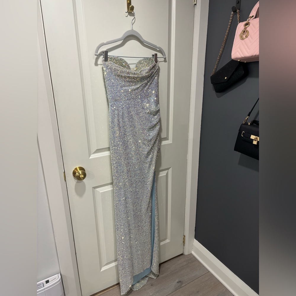 Norma Reed Cinderella Strapless Opal Blue Dress